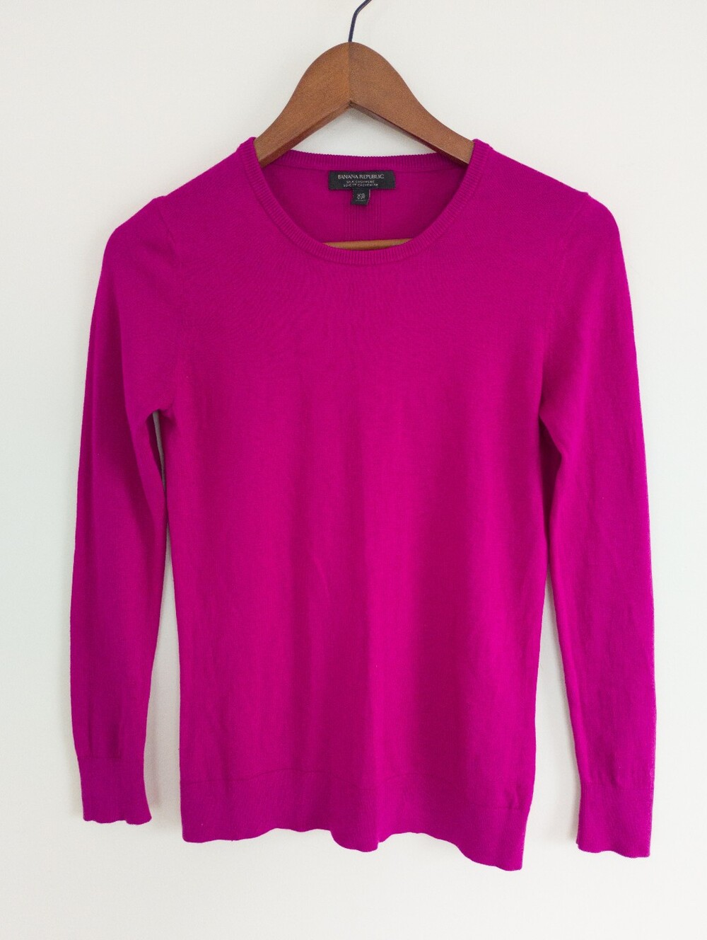 Banana Republic Silk Cashmere Crewneck Sweater Magenta Pink XS